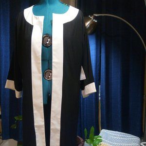 Spiegel Black & White Duster Jacket OverCoat Sz 10 NWT